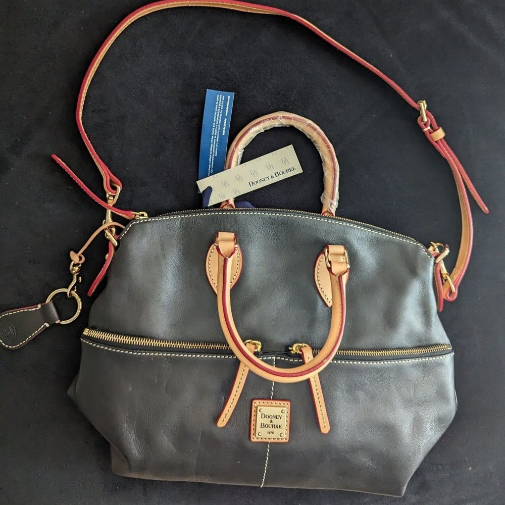 Dooney & Bourke LEATHER Dillen Double  Pocket SATCHEL Hand / Shoulder Bag